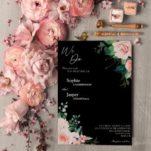 Blush Floral Black Fazemos Convite De Casamento