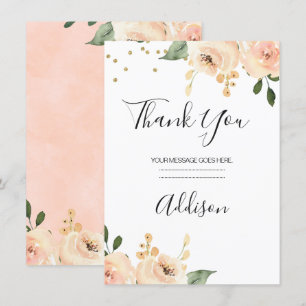 Blush Floral Bridal Cartões de agradecimentos