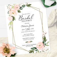Blush Floral Bridal Tea Party Convite Orçamental