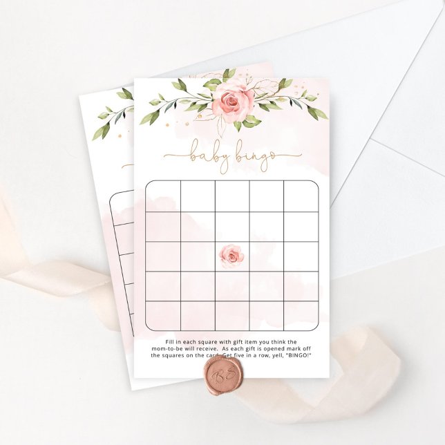 Blush floral chá de fraldas bingo (Criador carregado)