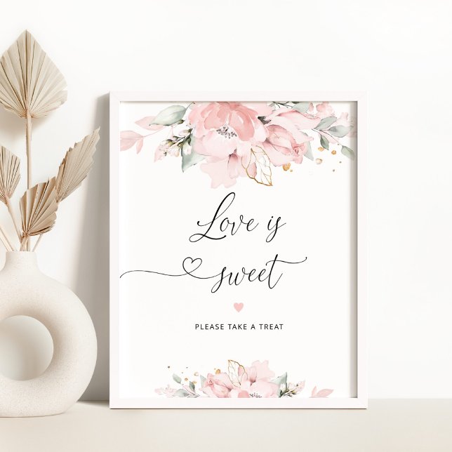 Blush floral chá de panela Love é doce Poster (Criador carregado)