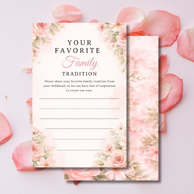 Blush Floral Family Tradition Shower Card (Criador carregado)