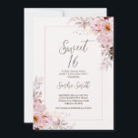 Blush Floral Frame Sweet 16 Aniversário Convite<br><div class="desc">Blush Floral Frame Sweet 16 Birthday Convite para 16 anos florais Bohemian, convite para 16 anos em vários tons de blush ou rosa, com duas adoráveis disposições florais cor-de-rosa ou pinceladas e uma fina estrutura de linha em um fundo rosa muito pálido. Este doce design de 16 anos é ideal...</div>