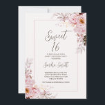 Blush Floral Frame Sweet 16 Aniversário Convite<br><div class="desc">Blush Floral Frame Sweet 16 Birthday Convite para 16 anos florais Bohemian, convite para 16 anos em vários tons de blush ou rosa, com duas adoráveis disposições florais cor-de-rosa ou pinceladas e uma fina estrutura de linha em um fundo rosa muito pálido. Este doce design de 16 anos é ideal...</div>