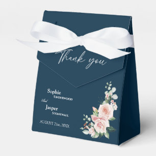 Blush Floral Marinho Casamento Obrigado Caixa Favo