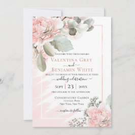 Blush floral poeirento rosa boho convite chic