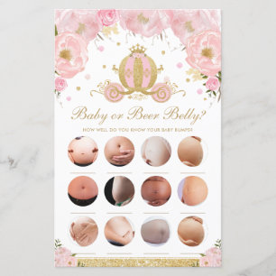 Blush Floral Princess Baby ou Beer Belly Game