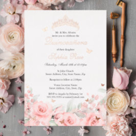 Blush Floral Rosa Dourada Butterfly Quinceanera