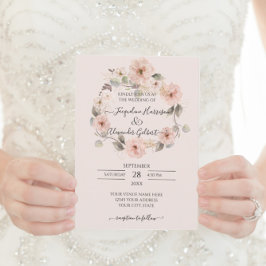 Blush Floral Rosa Dourado Aquarela Verde Russo