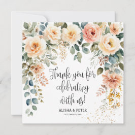 Blush Floral Watercolor Cartões de agradecimentos