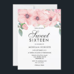 Blush Floral Watercolor Sweet 16 Convite<br><div class="desc">Blush Floral Watercolor Sweet 16 Convite Consulte a coleção correspondente na Loja</div>