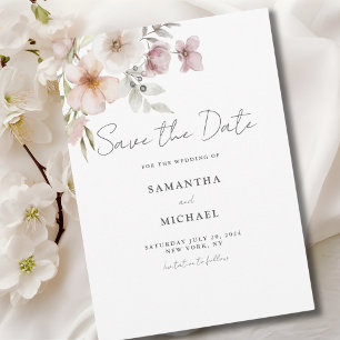 Blush Floral Wedding Flat Salvar O Cartão Data