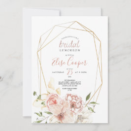 Blush Floral Wreath Bridal Luncheon Convite