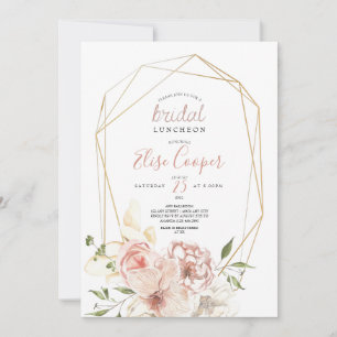 Blush Floral Wreath Bridal Luncheon Convite