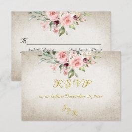 Blush Floral & Wreath RSVP - Cream