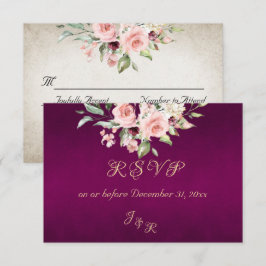 Blush Floral & Wreath RSVP - Purple