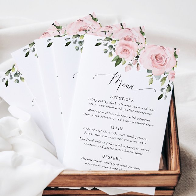 Blush Flowers, Pink Flowers, Boho, Wedding Menu (Criador carregado)