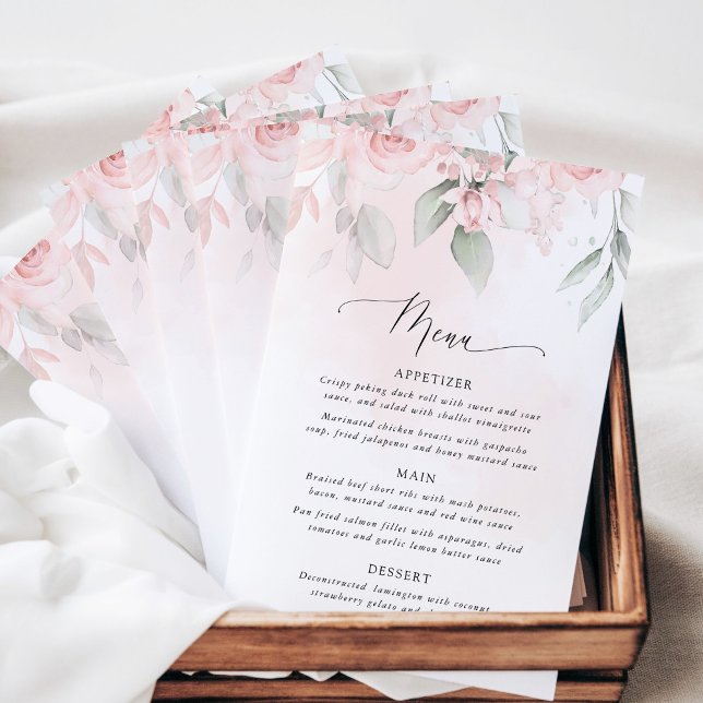 Blush Flowers, Pink Flowers, Bridal Shower Menu (Criador carregado)
