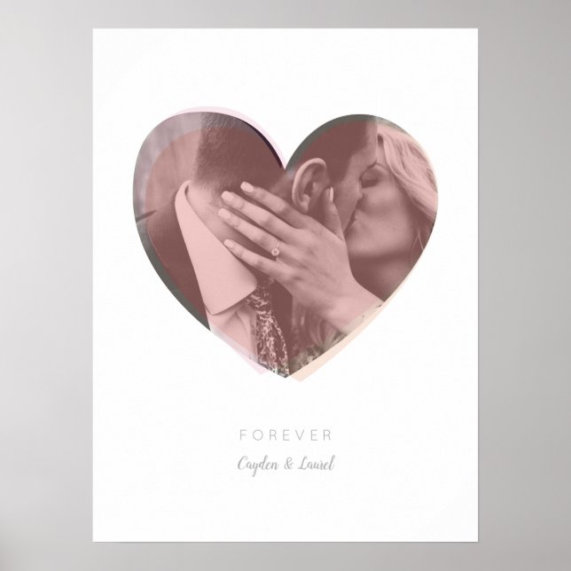 Blush Forever Heart Love Custom Photo Impressão (Frente)