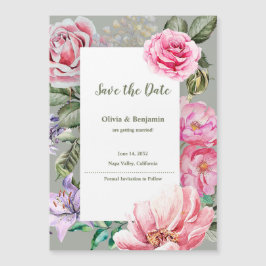 Blush Garden Floral Wedding Magnetic Save the Date