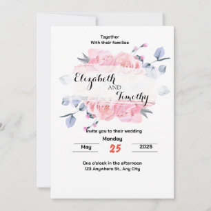 Blush Garden Romance: Convite para Casamento Elega