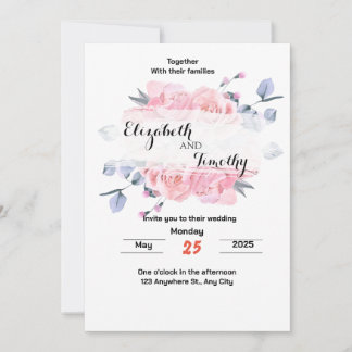 Blush Garden Romance: Convite para Casamento Elega
