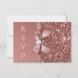 Blush Glitter com Laço RSVP em Dourado Rosado
