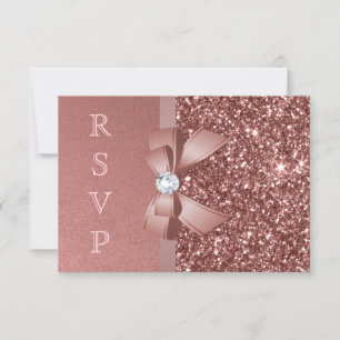 Blush Glitter com Laço RSVP em Dourado Rosado