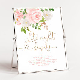 Blush gold floral Poster de jogos fralda noturnos