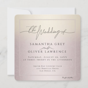 Blush Marfim, Convite de Casamento Minimalista Ele