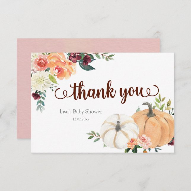 Blush Marsala - Cartões de agradecimentos de Abóbo (Frente/Verso)