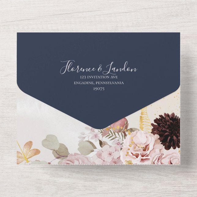 Blush Moderno | Marble Marinho Frame Seal E Enviar (Back)