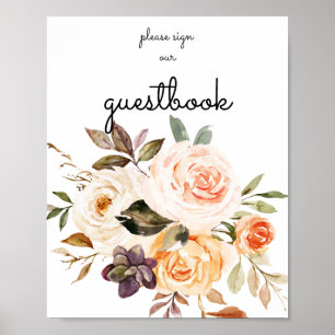 Blush & Peach - Símbolo de Guestbook Floral Poster