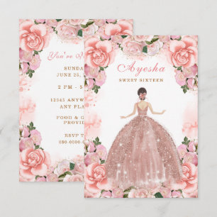 Blush Peach Sweet 16 Cartão de Aniversário