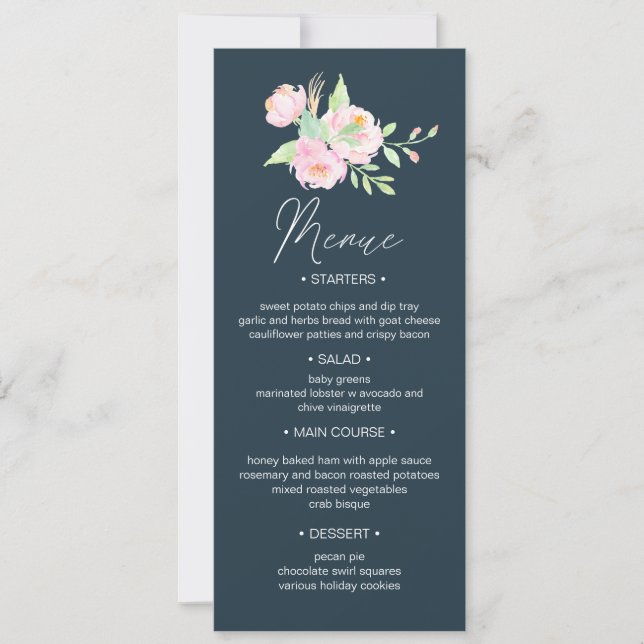 Blush Peonies ⎥ Menu Janto Casamento Convite (Frente)