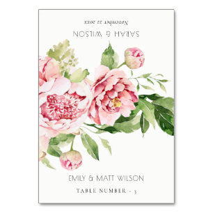 Blush Peony Floral Weding Guest Name Cartões