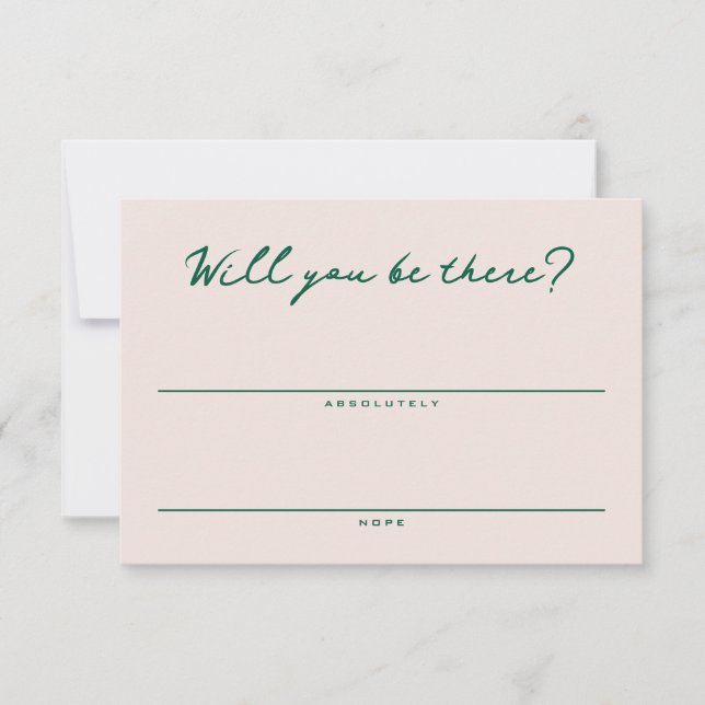 Blush Pink and Green Simple RSVP Card (Frente)