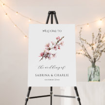 Blush Pink Cherry Blossom Wedding Welcome Sign