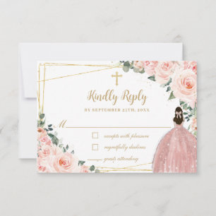 Blush Pink Floral Dourado Baptism Resposta de Nata