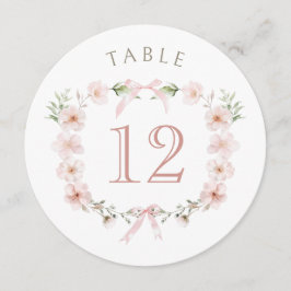 Blush Pink Floral Frame Round Table Number