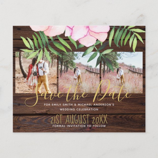 Blush Pink Floral Sage Deixa Casamento Orçamental (Frente)