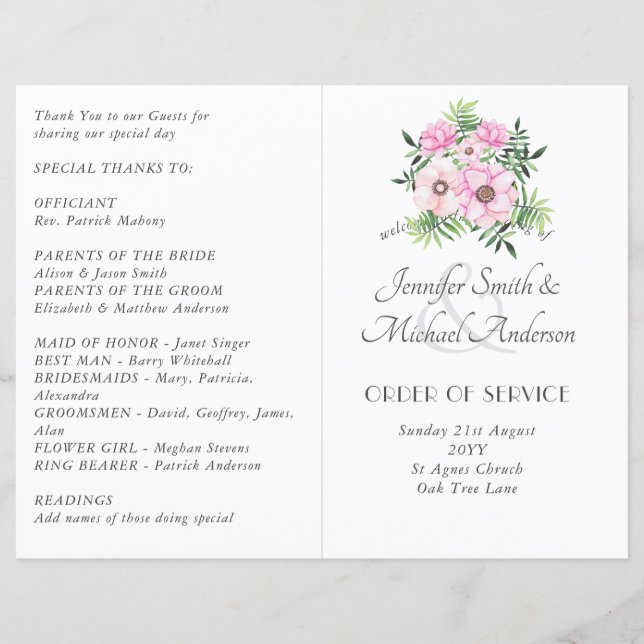 Blush Pink Floral Sage Deixa Casamento Orçamental (Frente)