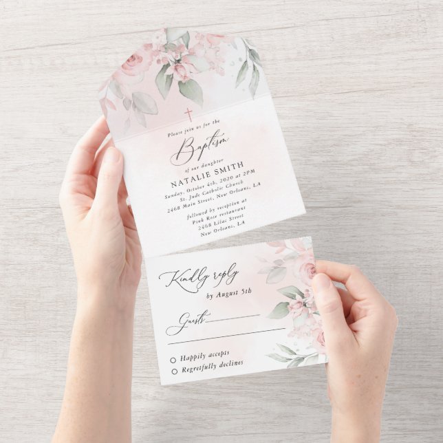 Blush Pink Flowers, Greenery, Boho, Floral Baptism (Tearaway)