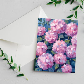 Blush Pink Hydrangeas Floral Watercolor Card