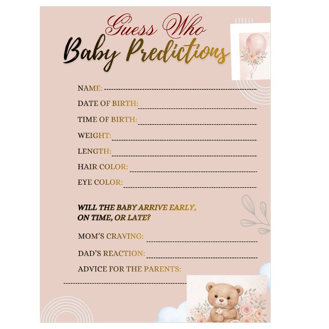 Blush pink  Playful Baby Shower Predictions game (Criador carregado)