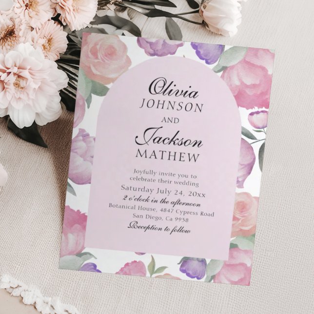 Blush Pink Watercolor Floral BUDGET Wedding (Criador carregado)