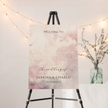 Blush Pink Watercolor Wash Elegant Welcome Sign