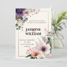 🌹 Blush & Plum Floral Wedation Convite 💐 💒