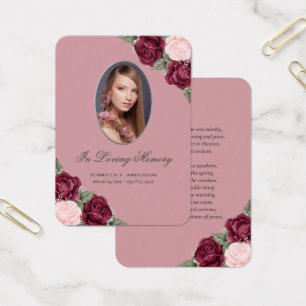 Blush Red Silver Memorial Funcional Cartão de Oraç