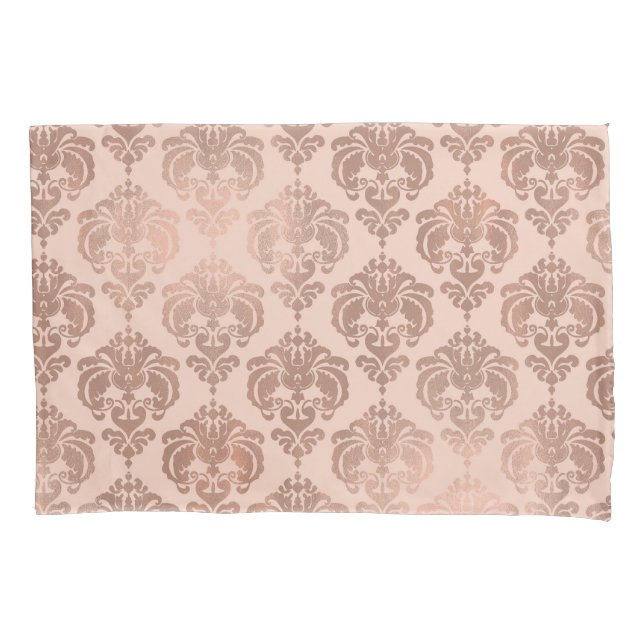 Blush Rosa Dourado Rosa Glam Moderno Damask (Frente)